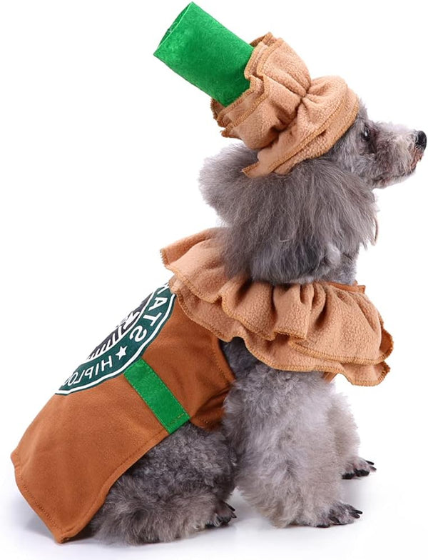 Latte Dog Costume, Funny Iced Coffee Outfit for Halloween, Winter Warm Cosplay for Small Medium Dogs
