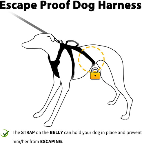 Escape Proof Dog Harness, Reflective No Slip Harness with Handle, Adjustable Vest for Large Dogs Walking and Training