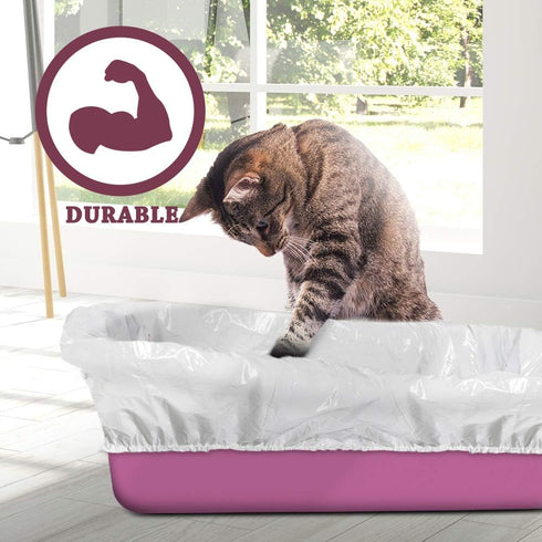 Alfapet Kitty Cat Litter Box Disposable, Elastic Liners, 30 Count for Large Litter Pans