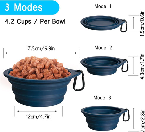 PetBonus 2-Pack Large Silicone Collapsible Dog Bowls, 34oz BPA Free Portable Travel Bowl for Cats and Dogs