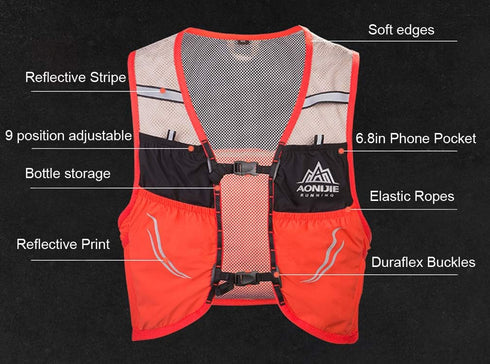 Lovtour Hydration Race Vest, Lightweight 2.5L Pack with 2 Soft Water Bottles for Running, Cycling, Hiking (Black, S-M)
