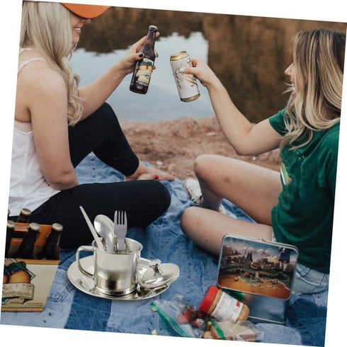 Set 1-2 Zerodeko Stainless Steel Camping Cookware with Cooking Utensils Portable Picnic Pot and Mess Kit for People
