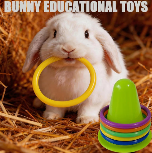nsgglecher 13PCS 3 10 Rabbit Training Ring Toy, Rabbit Interactive Toy, Bunny Stacking & Educational Toys with Stacking