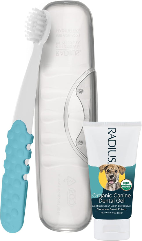 RADIUS USDA Organic Dental Solutions Puppy Kit - 1 Unit with Dog Toothbrush & Non Toxic Toothpaste