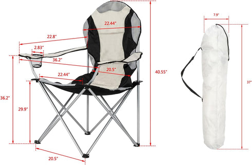Homgrace Camping Chair, Full Back Chair for Outdoor, Simple Folding Chair with Cup Holder, Carry Bag Included (M Size