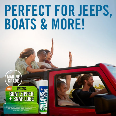 Zipper Wax Zip Lube - Marine Grade Zipper Lubricant Stick and Tool for Boat Canvas, Bimini Snaps, Metal Zippers