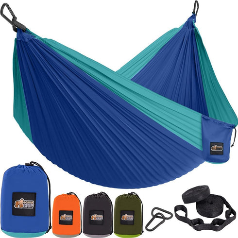 Gorilla Grip 9x4.5 FT Durable Portable Camping Hammock, Holds 400lbs with Heavy Duty Tree Straps, Blue