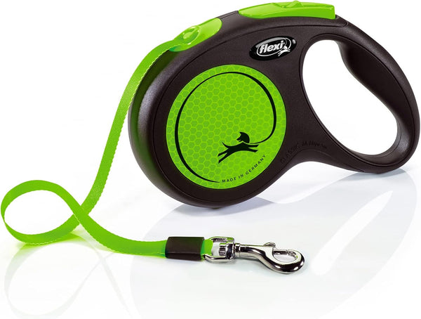 Flexi New Neon Tape Green Medium 5m Retractable Dog Leash for Dogs up to 25kgs/55lbs