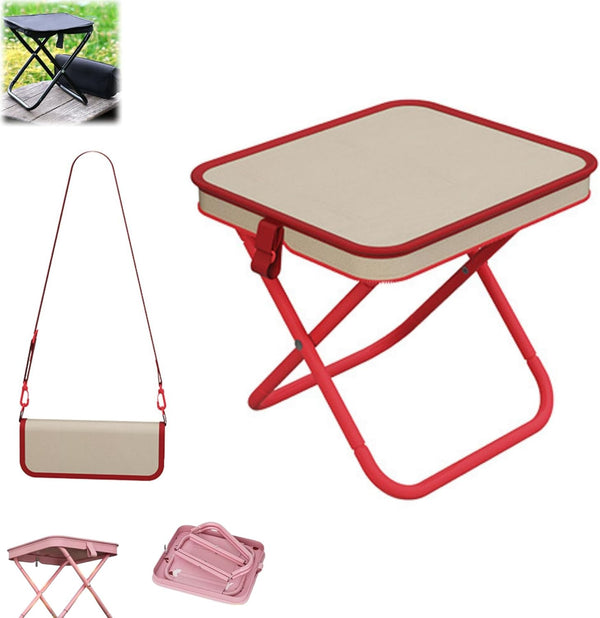 HISKI Portable Collapsible Stool Folding Chair with Storage Pouch, Portable Foldable Backpack