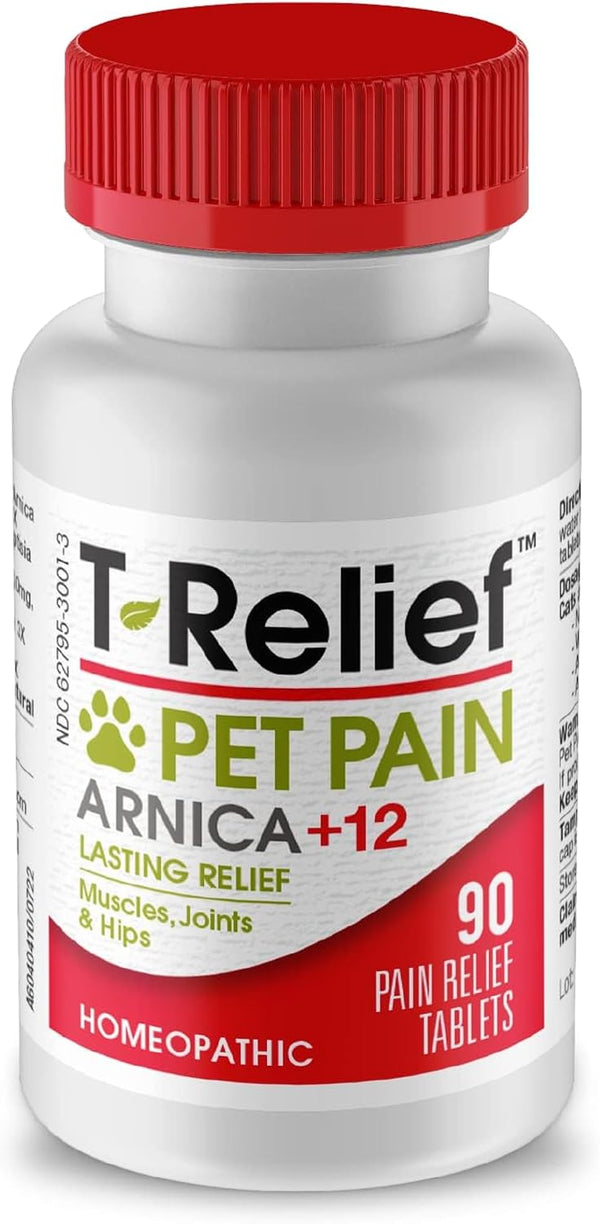 T-Relief Pet Pain Relief Tablets with Arnica for Dogs & Cats - 90 Max Fast-Acting Soother for Muscle Joint Pain