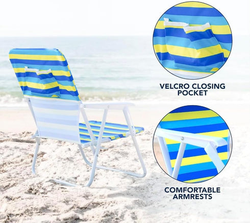 1 200lbs CARIBBEAN JOE Folding Beach Chair, Position Lightweight and Portable Foldable Outdoor Camping Accessories