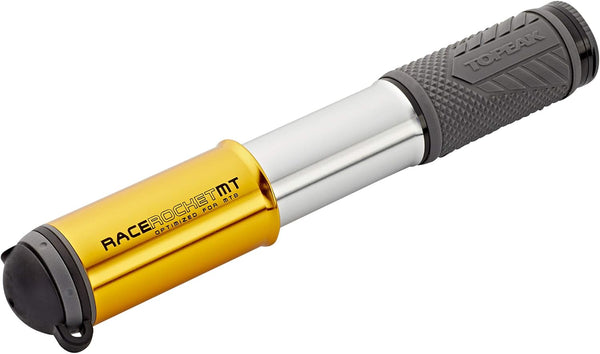 Topeak MT Hand Pump - Gold Race Rocket Mini Pump with Smarthead Threadlock, 90psi, Aluminium