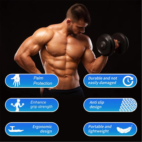 OSHOTX Anti-Slip Workout Grips for Men & Women - Rubber Gym Palm Protectors for Deadlift, Pull-Ups, Weight Lifting