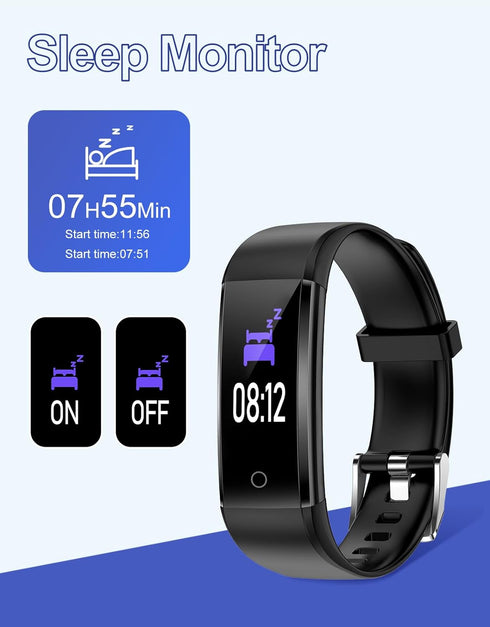 GRV Fitness Tracker Waterproof Pedometer Watch for Men Women Parents, No App No Phone Required, Steps Calories Sleep