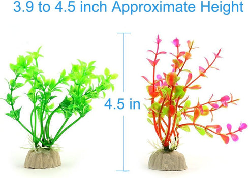10 Pack Artificial Aquarium Plants, Small Size 4 to 4.5 inch Fish Tank Decorations