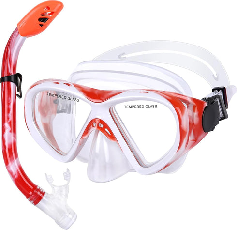Kids Snorkel Set, Anti-Fog Diving Mask, Swimming Goggles, Dry Top Snorkel Equipment for Youth 5-10 Years