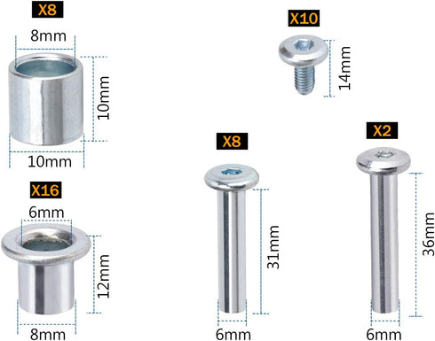 TOBWOLF Inline Skate Axle Spacer Screw Replacement - Aluminum Alloy Rollerblade Skate Wheel Bearing Spacer with Axle &