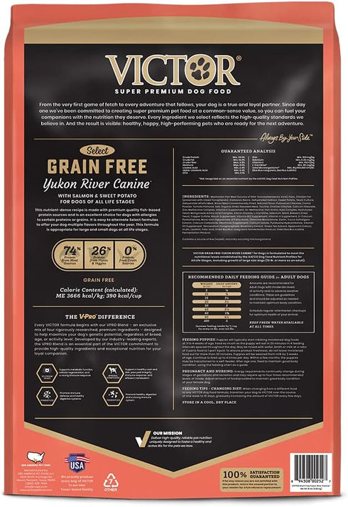 Victor Super Premium Dog Food – Grain Free Yukon River Canine – for Dogs of All Life Stages, High Protein Dry Dog Food,