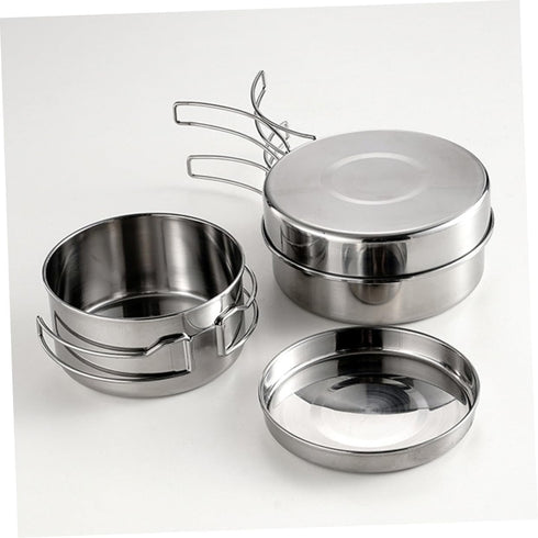 Set Backpacking Kisangel Portable Camping Cookware Stainless Steel Cooking Kit Lightweight Compact for Outdoor Cooking