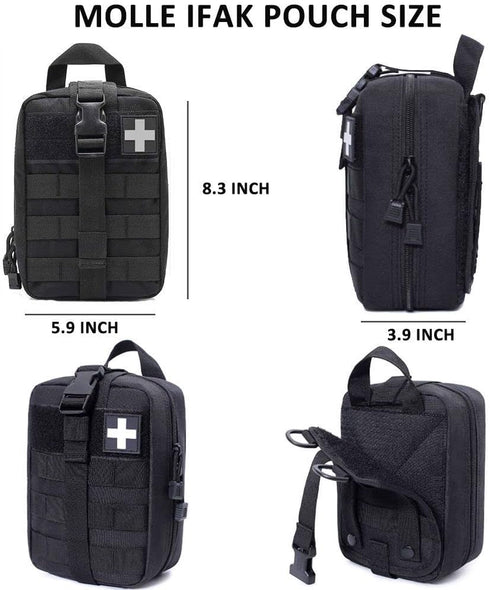 Ifak Trauma Kit, 74 Piece Tactical First Aid Supplies, Molle Pouch, Refill for Camping Hiking Travel
