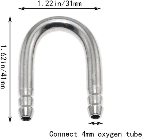 Maxmoral Aquarium U-Shape Connectors, Stainless Steel Fish Tank Air Pump Accessories CO2 System Tube Connector