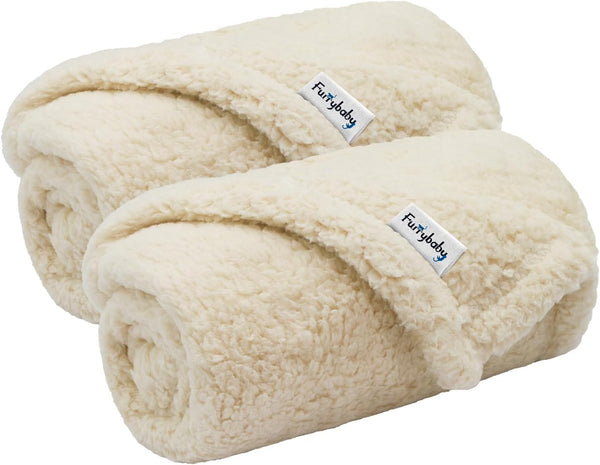 furrybaby 2-in-1 Puppy Blankets for Small Dogs - Premium Super Soft Sherpa & Fleece Dog & Cat Bed Blankets, Washable &