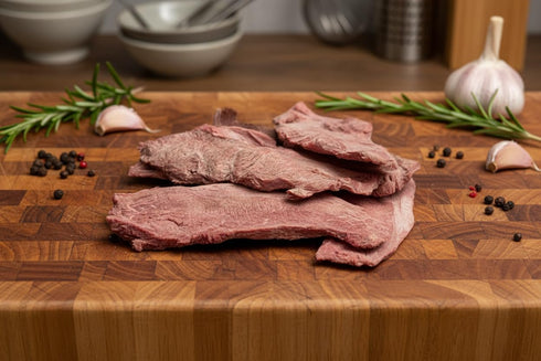 4 5 oz 25 Backpackers, 1 LBS. | Freeze-Dried NY Steaks | Total Freeze-Dried Weight | Thin Cut | Year Shelf Life | USA