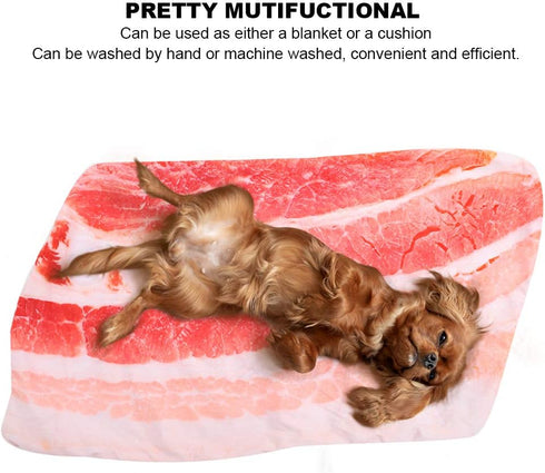TOPINCN Pet Dog Blanket, Simulation Bacon Warm Keeping Sleep Mat for Small Medium Large Pets (L)