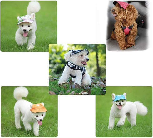 Leconpet Baseball Caps with Neck Strap - Adjustable Comfortable Ear Holes for Small, Medium, and Large Dogs, Outdoor