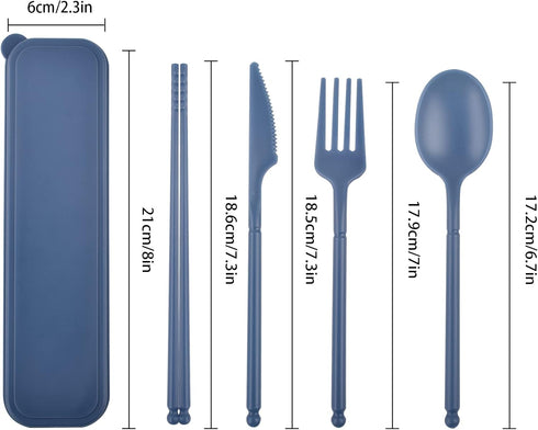 Reusable Utensils Set, Eco-Friendly BPA Free Plastic Travel Cutlery with Case, 1 Set Spoons and Forks for Picnic,