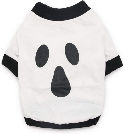 DroolingDog Dog Halloween Shirt, Ghost Costume Pet T-shirt for Small Dogs, XS, White