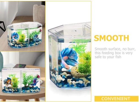 1PC Mini Clear Acrylic Fish Tank Small Betta Fish Tank Desktop Fish Bowl Decorative Goldfish Tank Aquarium Micro Landscape Box for Small