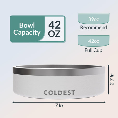 Coldest Dog Bowl - Large Anti Rust Metal & Non Slip Heavy Duty Insulated Dog Bowl for Food and Water