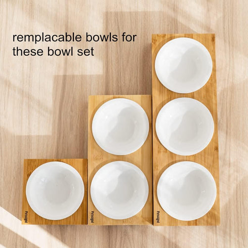 2Pcs Replaceable Ceramics Bowls for Basic Cat Bowls, Bamboo (2Pcs Bowls, Ceramics)