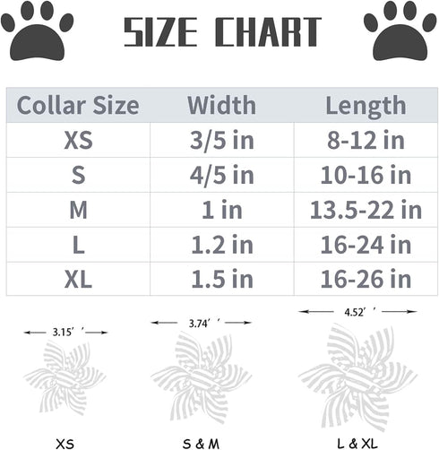 Lionet Paws 4th of July Dog Collar, Cute Flower Design for Medium Large Female Dogs with Sundae L
