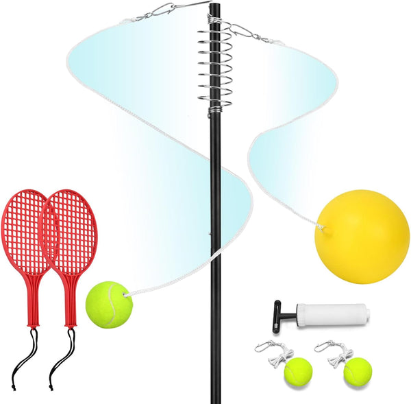 Tetherball Tennis Set with with 360 Swivel Hook PoleBall, Rope and Paddle
