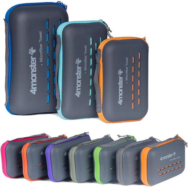 4Monster Quick Dry Travel Towel with Case & Carabiner Super Absorbent Microfiber