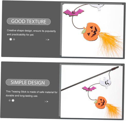 BESTOYARD Halloween Cat Wand Toys, Interactive Teasing Stick, Multifunctional Kitten Launcher