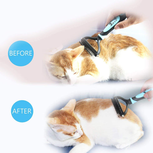Deshedding 2-Sided Pet Grooming Tool for Cats & Dogs, Reduces Shedding, Dematting for Mats & Tangles
