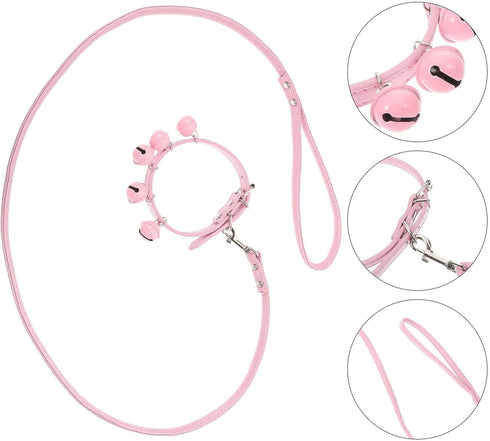 Pet Collar and Leash Combo with Jingle Bell Dog Collar and Pulling Leash Rope Strap for Outdoor Daily Use