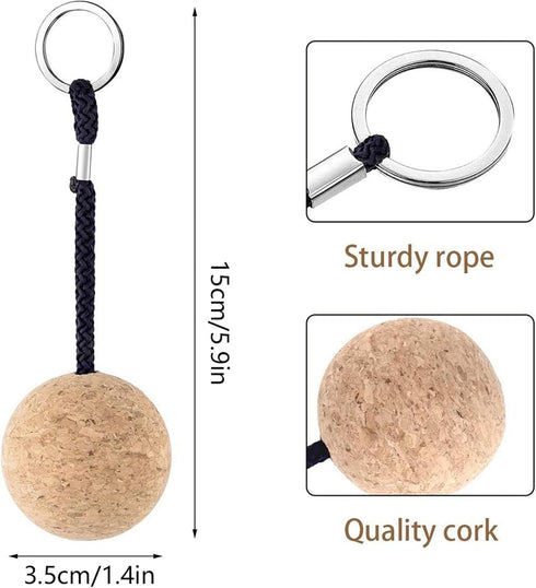 Floating Cork Keyring, 2Pcs Wooden Ball Key Ring for Sailing Boat Water Sport Accessories (#1)