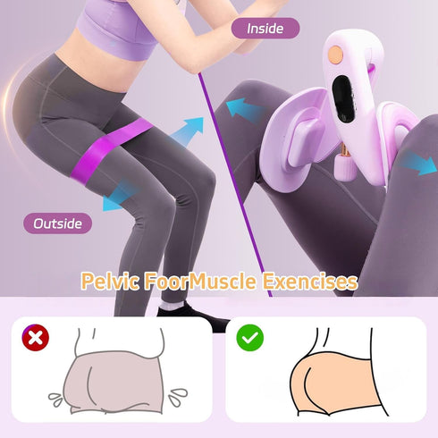 0-70lb 360Hip Upgraded Purple Inner Thigh Exerciser with LED Display, Adjustable Inner Thigh Exerciser, Pelvic Floor
