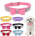 Small Dog Collar, Puppy Rhinestone Bow Knot Crystal Diamond Bling Collar for Girl Puppy Cat, Pink XS