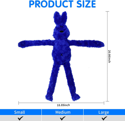 Rabbit Squeaky Dog Toys, Interactive Plush Bunny Toy with Crinkle, Enrichment for Small Medium Dogs (Blue)
