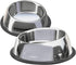 Stainless Steel Slanted Dog Bowl, 2 Pack, Removable Non-Slip Rubber Ring, Stackable Pet Bowls, Medium-2.5Cup