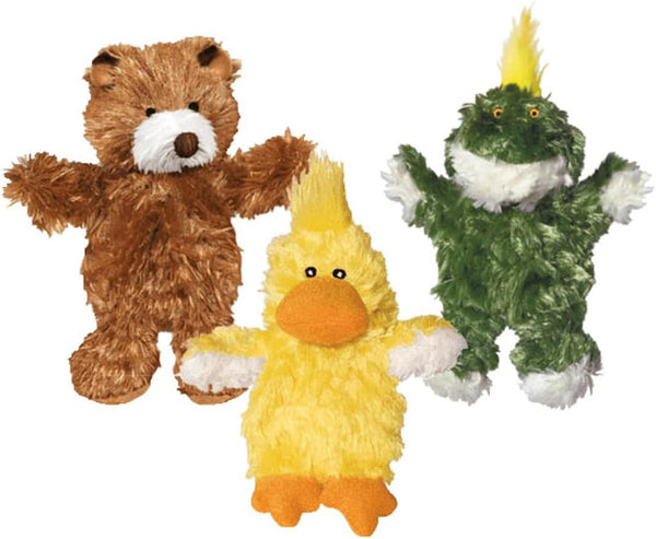 KONG Low Stuffing with Squeaker Dog Toy, X-Small, 3 Animals, Bear, Duck,