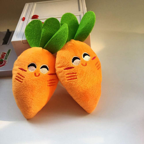 Orange Carrot Shape Chewing Plush Toy for Pets, Dog Cat Bite Squeaker Interaction Toy