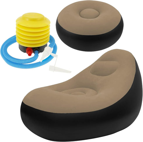 ZJMCAJY Inflatable Chair, Inflatable Folding Sofa with Ottoman Portable Inflatable Couch with Flocked