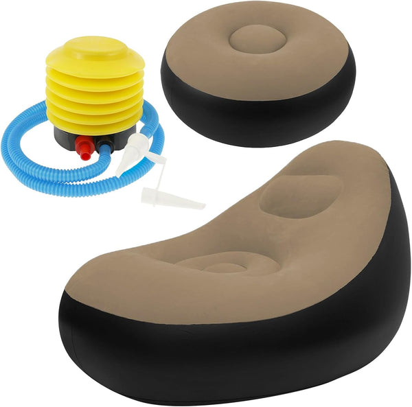 ZJMCAJY Inflatable Chair, Inflatable Folding Sofa with Ottoman Portable Inflatable Couch with Flocked