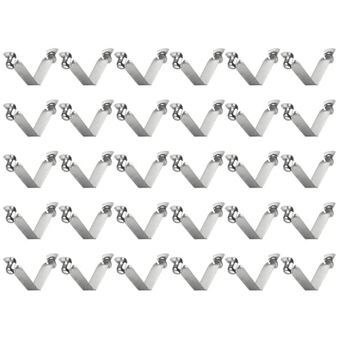 HARFINGTON 30pcs Double Button Kayak Paddle Snap Spring Clip, 8x8x46mm, 65Mn Spring Steel V-Shaped Hollow Lift Clips